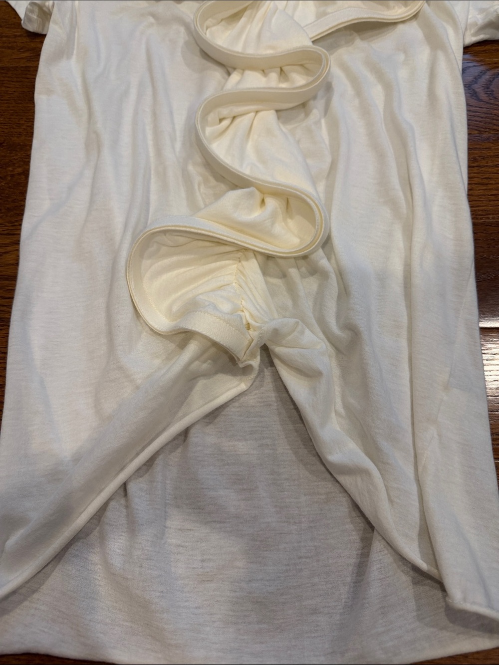 Lanvin Cream Ruffle-Front Short Sleeve Top - Picture 6 of 11
